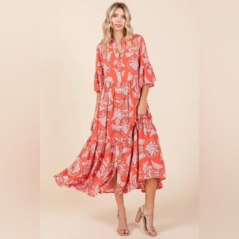MITTOSHOP LEAF PRINT MIDI DRESS ❤️NEW IN STORES❤️